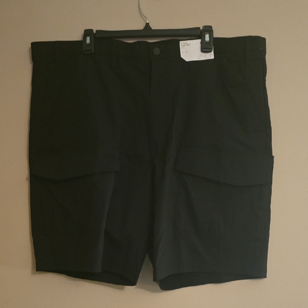 New STYLUS Men's Size 46 Big & Tall Black Cargo Shorts